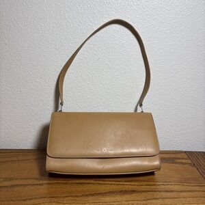 Vtg COACH #6711 Bridle Handle Flap Shoulder Bag Calfskin Pigskin Light Brown Tan